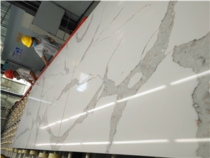 Marble Calacatta Look Man Madequartz Stone Slabs Polishing Solid Surface with Manufacturer Price