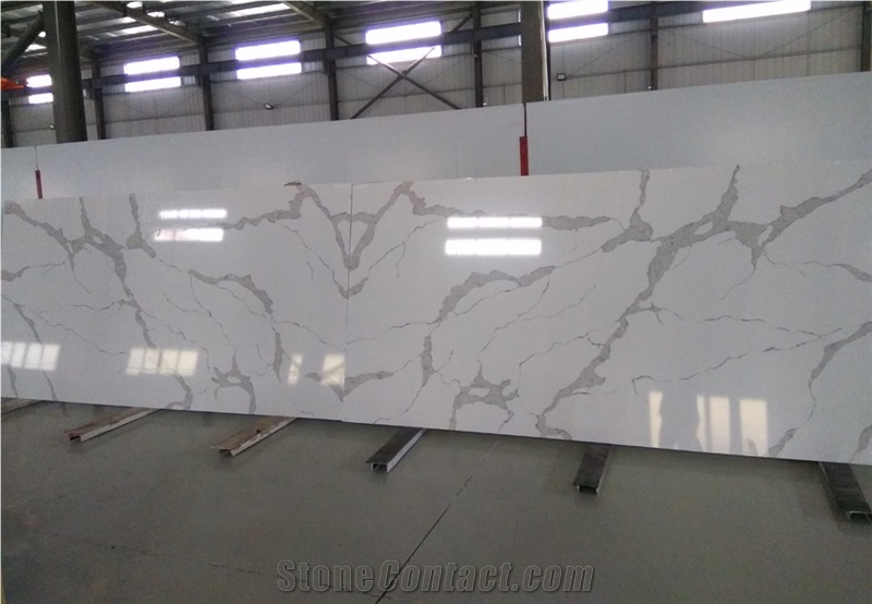 Marble Calacatta Look Man Madequartz Stone Slabs Polishing Solid Surface with Manufacturer Price