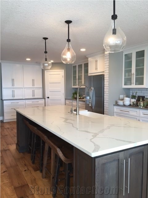 Marble Calacatta Look Man Madequartz Stone Slabs Polishing Solid Surface with Manufacturer Price