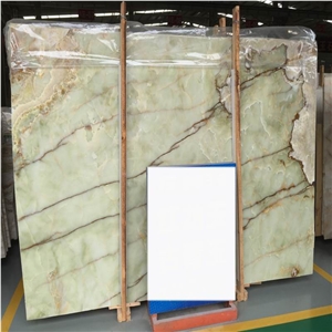 300cm Length Pakistan Onice Verde Onix Light Green Onyx Slab
