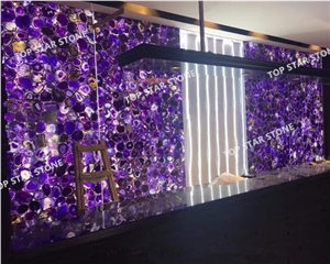 Natural Purple Semi Precious Stone Slabs,Translucent Purple Gemstone,Backlite Purple Agate Semiprecious Stone Wall Covering Panel Price