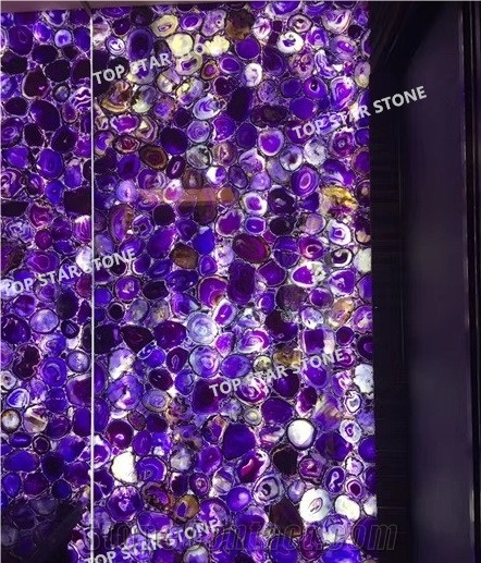 Natural Purple Semi Precious Stone Slabs,Translucent Purple Gemstone,Backlite Purple Agate Semiprecious Stone Wall Covering Panel Price