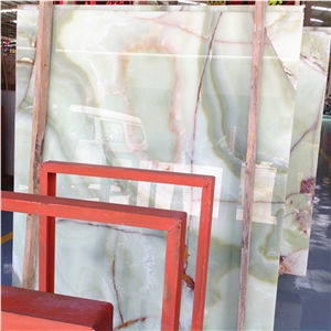 Popular Onice Light Green Onyx Pure Green Onyx Slab