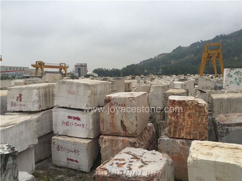China Quarry White/Grey/Brown Wooden/Serpeggiante Marble Block