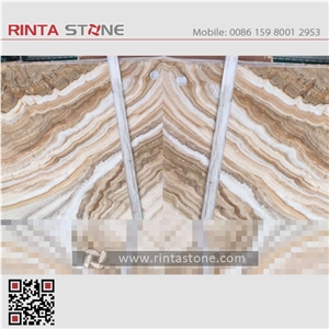 Tiger Onyx Beige Wood Vein Onyx Yellow Wooden Grain Luxury Marble Slabs Ivory Onyx