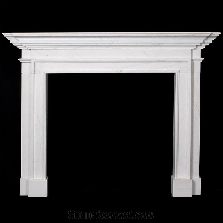 Fireplace Mantel White Marble Sculpture Handcarved Fireplace