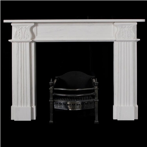 Fireplace Mantel White Marble Sculpture Handcarved Fireplace
