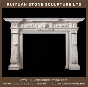 Handcarved Mantel Sculpture Fireplace Marble Firepalce
