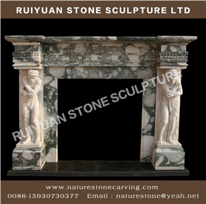 Inside Fireplace Mantel with Carvings Sculpture Mantel