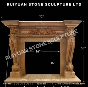Limestone Fireplace Mantel Sculpture Statue Mantel Handcarved