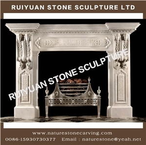 Limestone Fireplace Mantel Sculpture Statue Mantel Handcarved