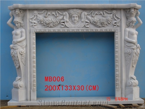 Limestone Fireplace Sculpture Mantel Statue Fireplace