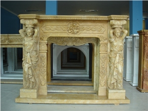 Limestone Fireplace Sculpture Mantel Statue Fireplace