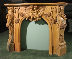 Limestone Fireplace Sculpture Mantel Statue Fireplace
