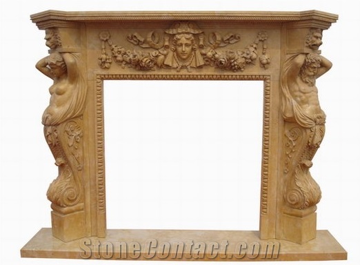 Limestone Fireplace Sculpture Mantel Statue Fireplace
