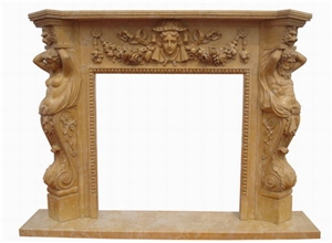 Limestone Fireplace Sculpture Mantel Statue Fireplace