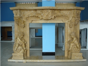 Limestone Fireplace Sculpture Mantel Statue Fireplace
