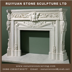 Own Factory Sculptured Marble Fireplace, Mantel Fireplace