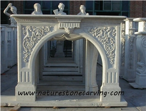 Own Factory Sculptured Marble Fireplace, Mantel Fireplace