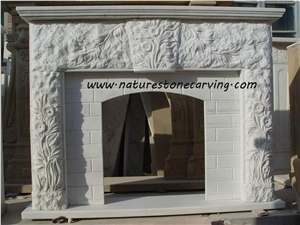 Own Factory Sculptured Marble Fireplace, Mantel Fireplace