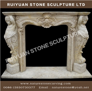 Travertine Fireplace Sculpture Statue Mantel Fireplace Travertine Fireplace Sculpture Statue Mantel Fireplace