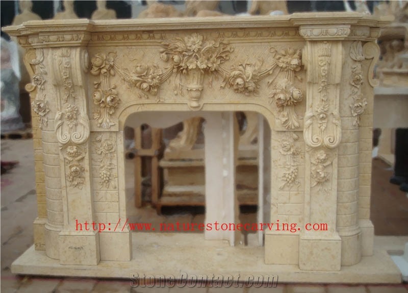 Travertine Fireplace Sculpture Statue Mantel Fireplace