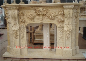 Travertine Fireplace Sculpture Statue Mantel Fireplace