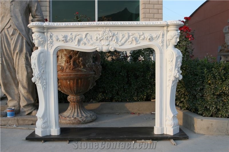 Sandstone Fireplace Sculpture Mantel Handcarved Mantel