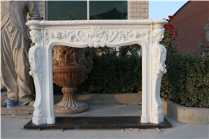 Sandstone Fireplace Sculpture Mantel Handcarved Mantel