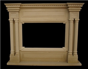 Sandstone Fireplace Sculpture Mantel Handcarved Mantel