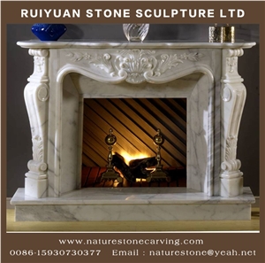 Sculpture Fireplace Handcarved Mantel Carving Statue Mantel