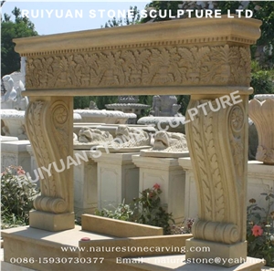 Sculpture Fireplace Mantel Hand Carved Fireplace