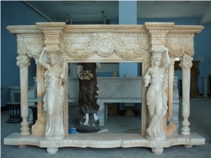 Sculpture Fireplace Mantel White Marble Mantel Surround
