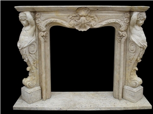 Sculpture Fireplace Mantel White Marble Mantel Surround