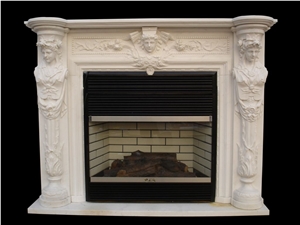 Sculpture Fireplace Mantel White Marble Mantel Surround
