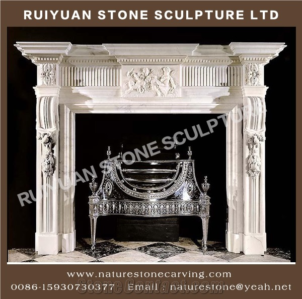 Sculpture Fireplace Statue Mantel Handcarved Mantel