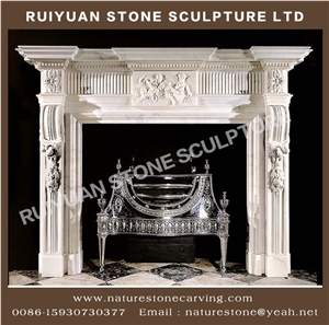 Sculpture Fireplace Statue Mantel Handcarved Mantel