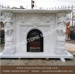 Sculpture Statue Fireplace Mantel Handcarved Fireplace