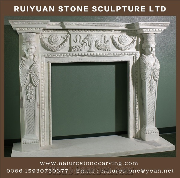 Travertine Fireplace Mantel Sculpture Handcarved Fireplace