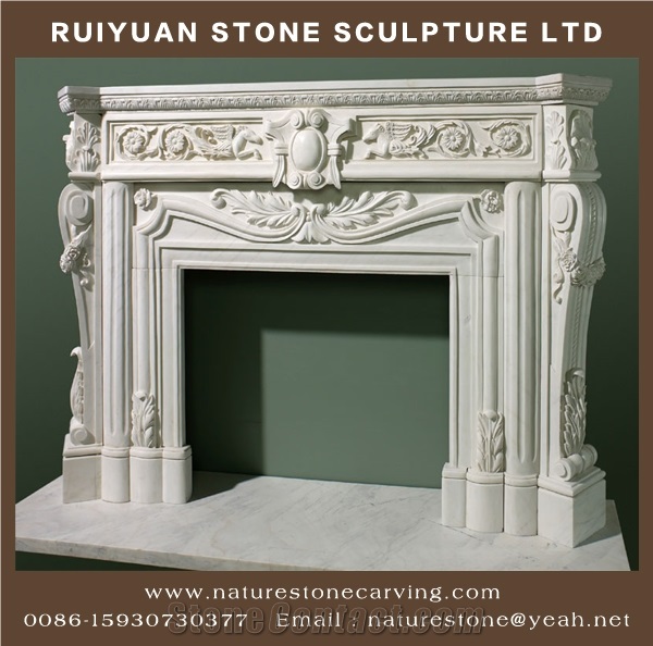 Travertine Fireplace Mantel Sculpture Handcarved Fireplace