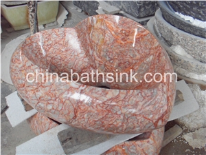Red Marble Sinks,Hart Shape Bathroom Basins