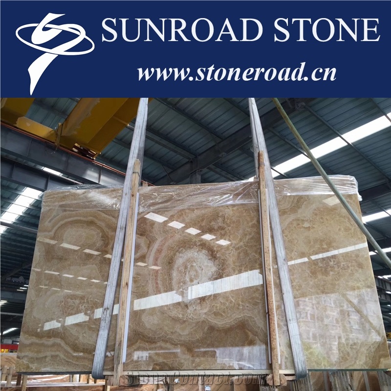 Rosin Jade / Beige & Yellow & Gold Onyx Bookmatch Slabs &Size Tile