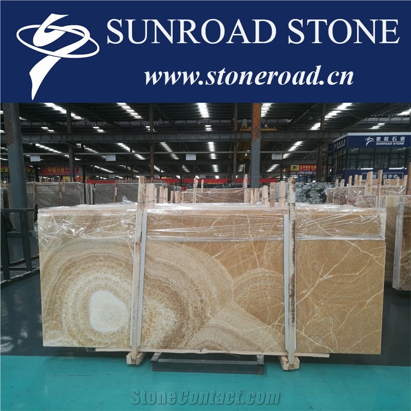 Rosin Jade / Beige & Yellow & Gold Onyx Bookmatch Slabs &Size Tile