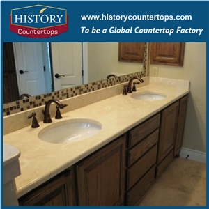 Custom Spain Beige Marble Cream Marfil Polished Countertop & Vanitytop
