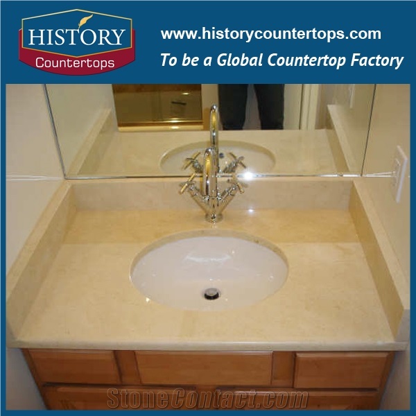 Custom Spain Beige Marble Cream Marfil Polished Countertop & Vanitytop