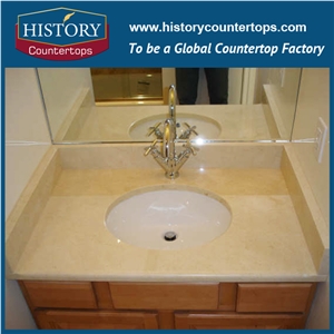 Custom Spain Beige Marble Cream Marfil Polished Countertop & Vanitytop