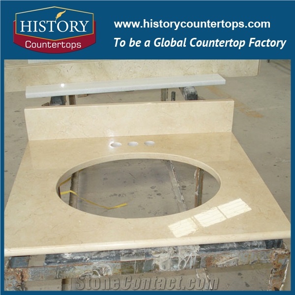 Custom Spain Beige Marble Cream Marfil Polished Countertop & Vanitytop