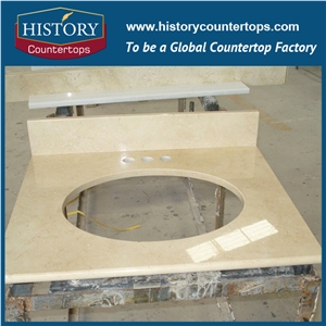 Custom Spain Beige Marble Cream Marfil Polished Countertop & Vanitytop