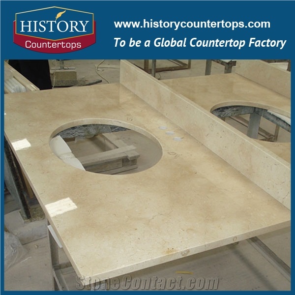 Custom Spain Beige Marble Cream Marfil Polished Countertop & Vanitytop
