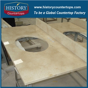 Custom Spain Beige Marble Cream Marfil Polished Countertop & Vanitytop